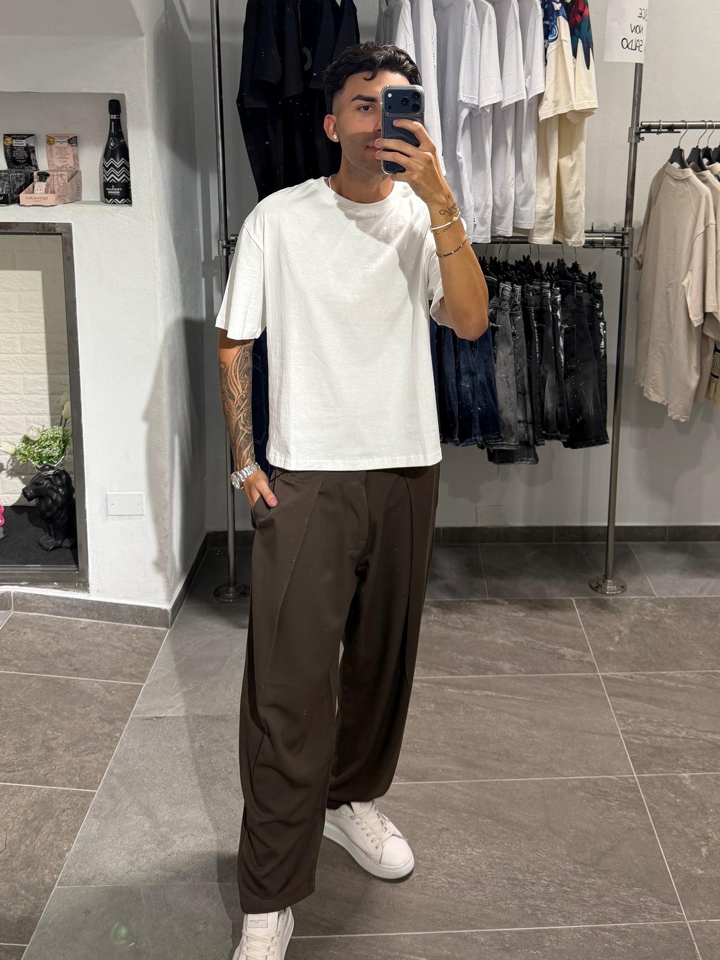 Pantaloni elegante baggy brown