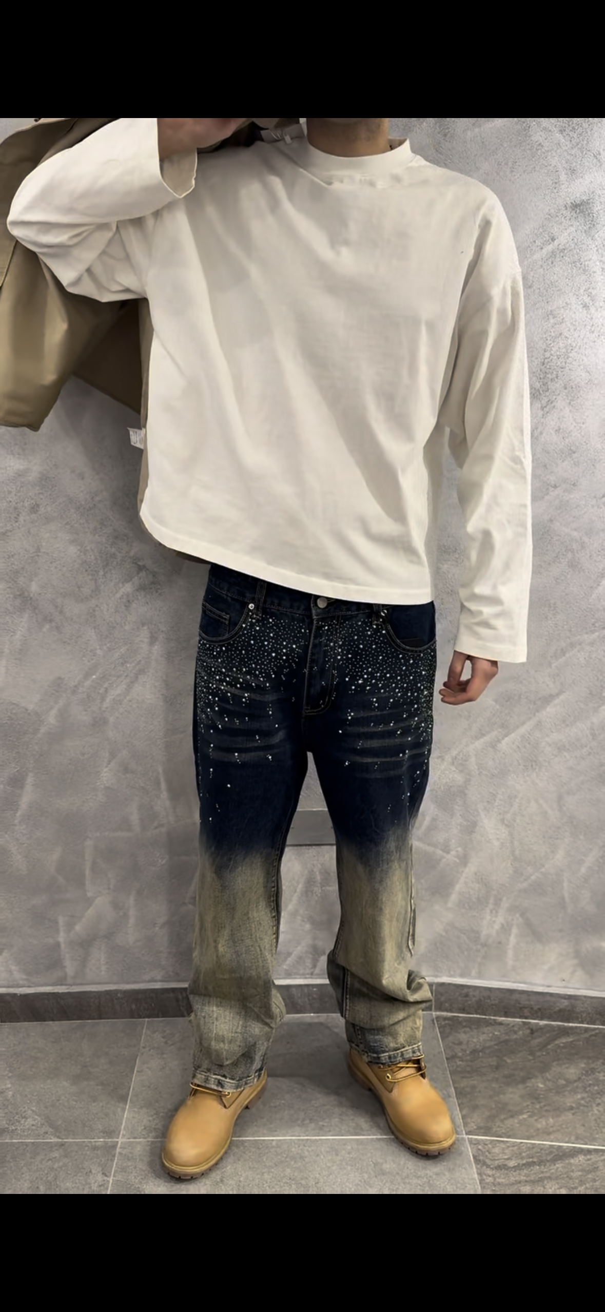 Jeans brillantinato baggy