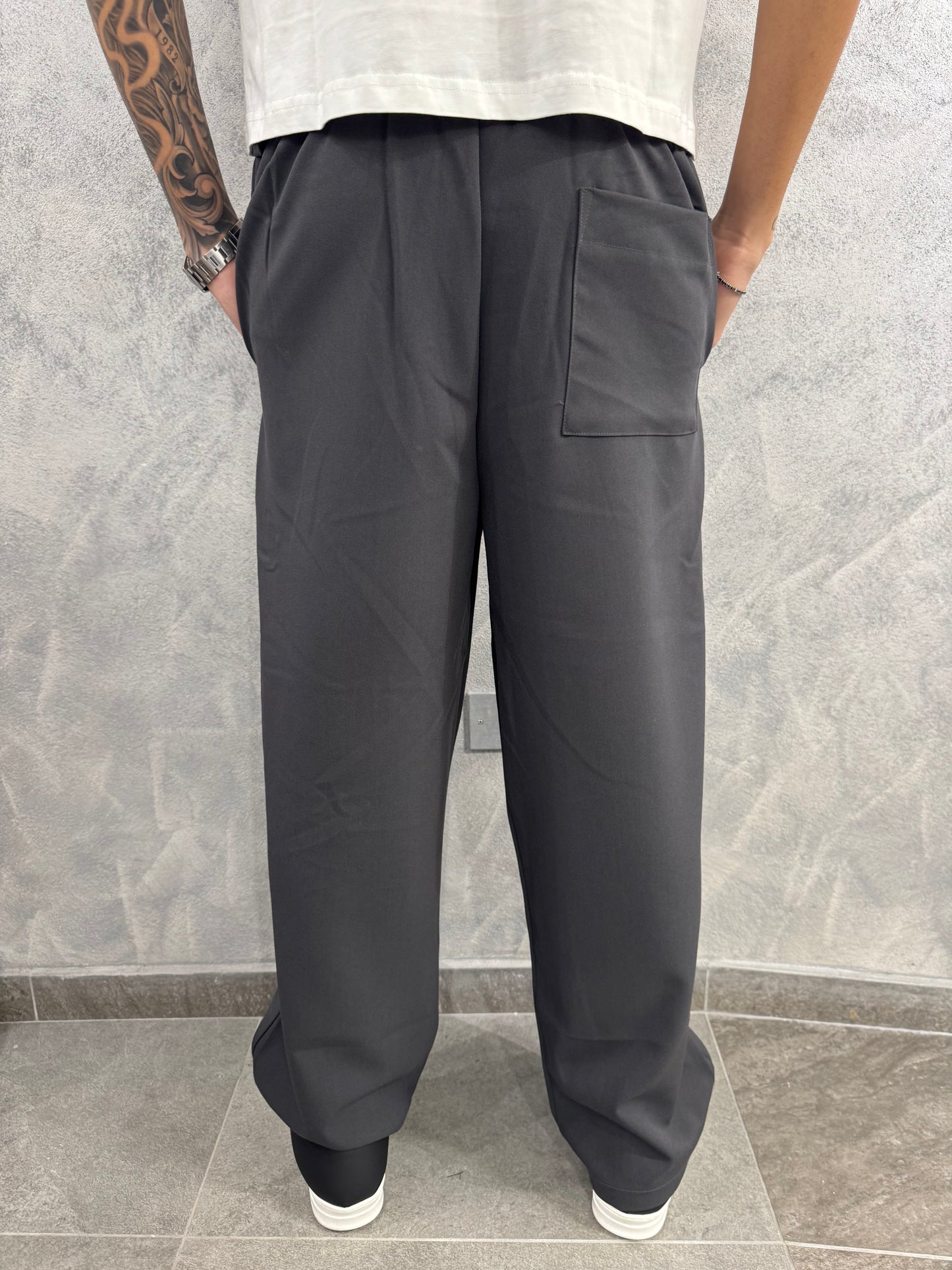 Pantaloni baggy elegant grey