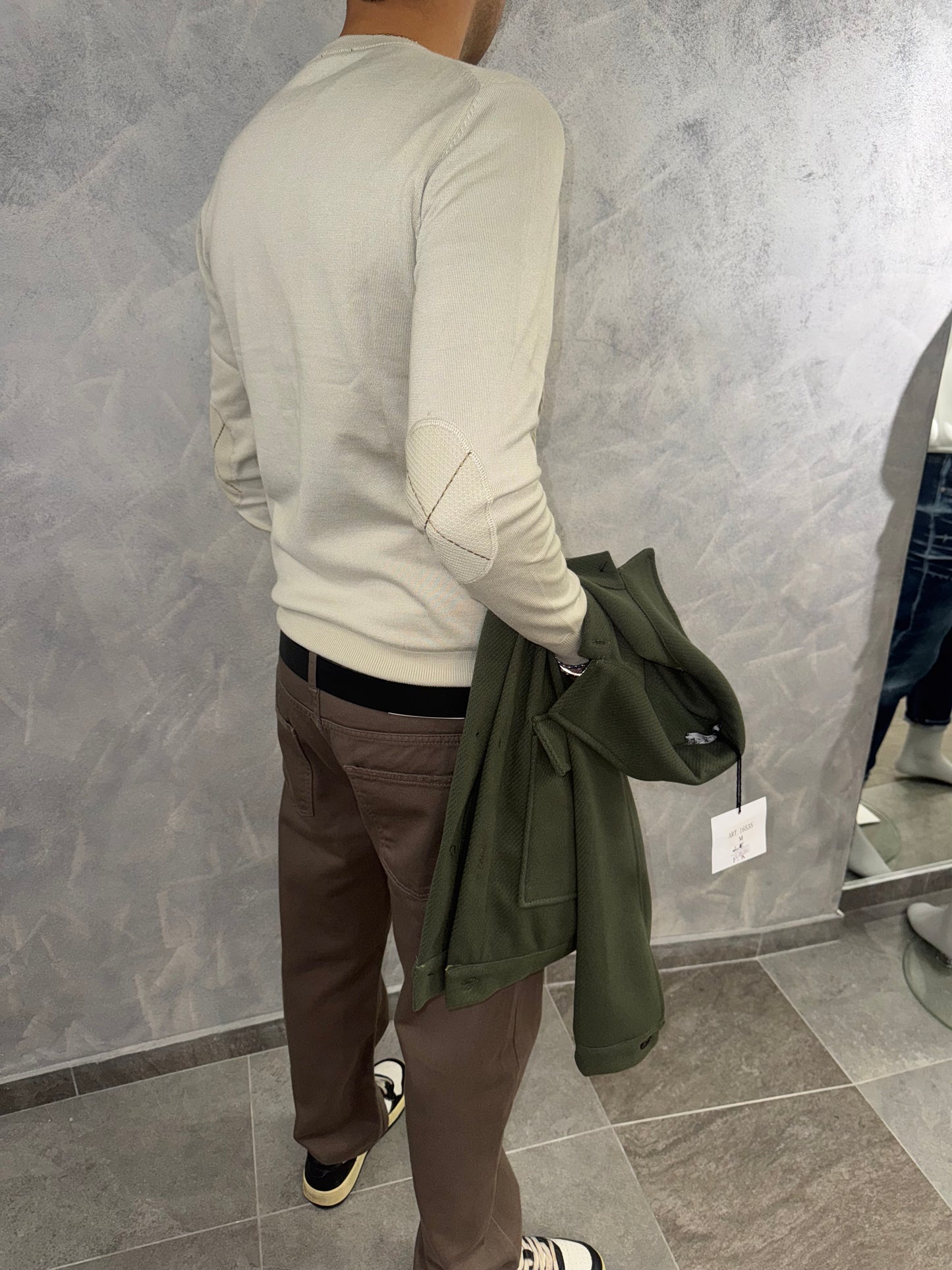 Maglioncino nido d’ape e coste beige