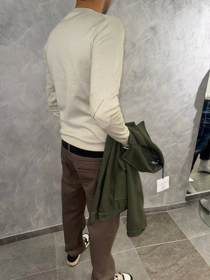 Maglioncino nido d’ape e coste beige