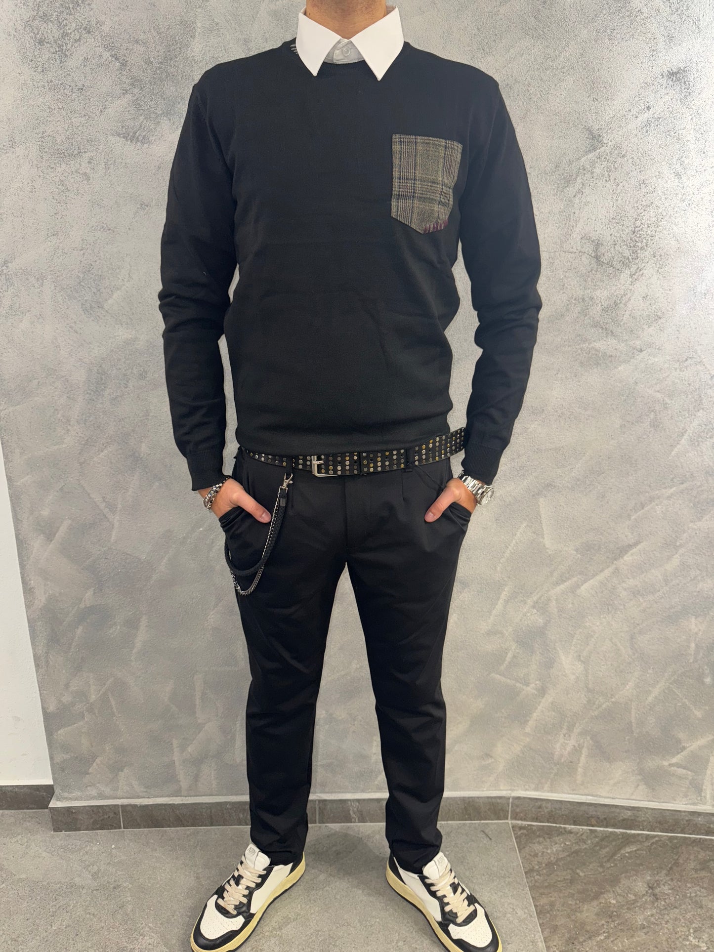 Maglioncino con tasca a quadri