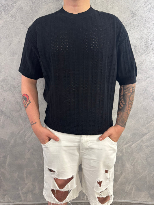 T-shirt a coste nere