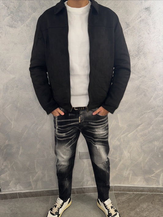 Giacchetta scamosciata nera