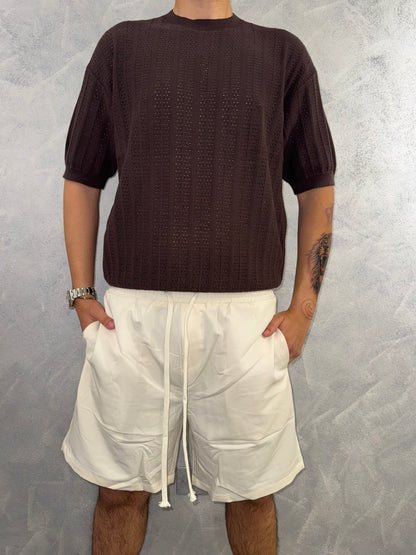 T shirt a coste marrone
