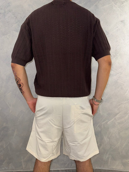 T shirt a coste marrone