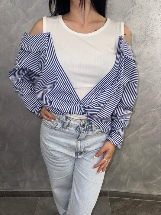 Camicia Righe azzurro